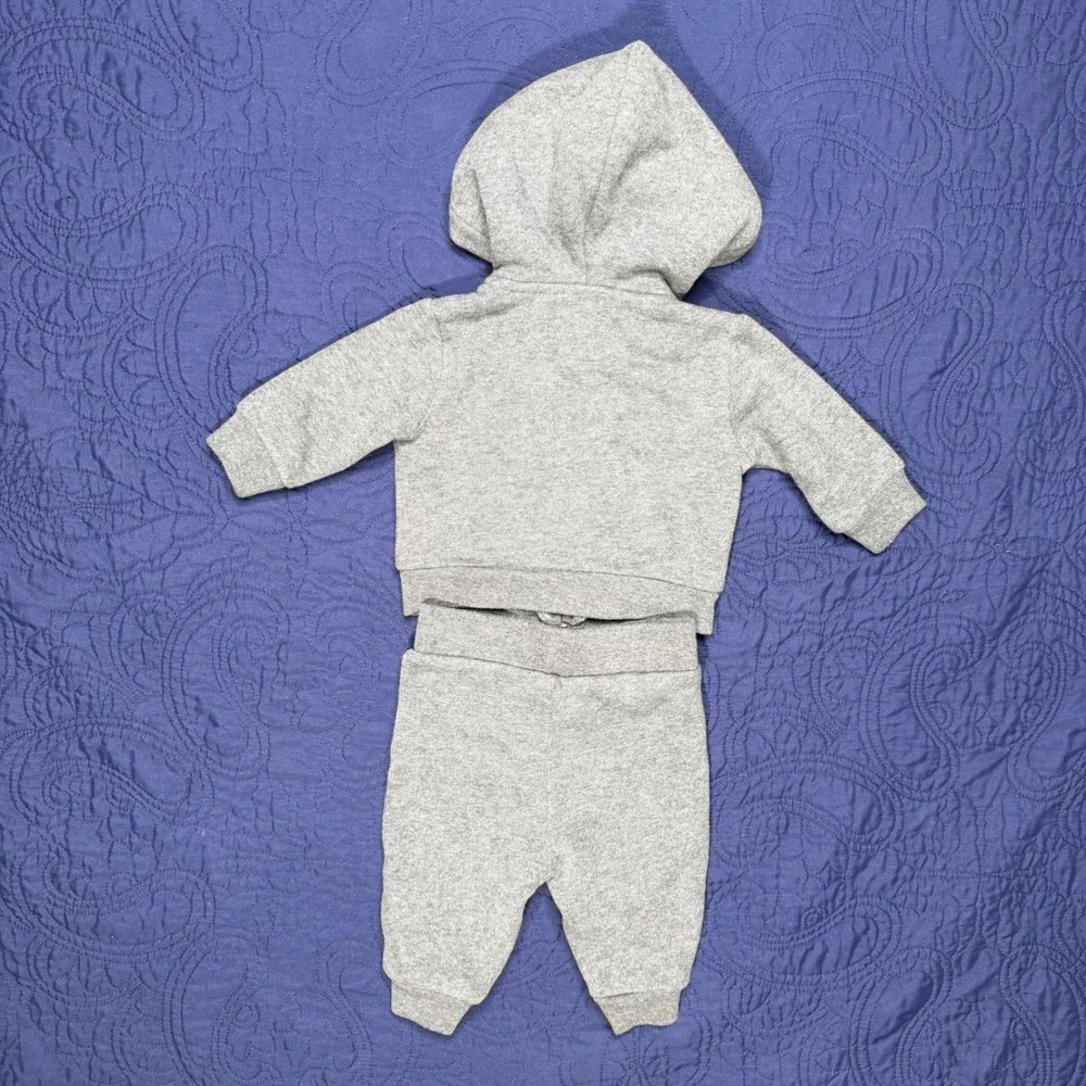 Ralph Lauren Baby Boys Gray Fleece Hoodie and Joggers Tracksuit Set 3M